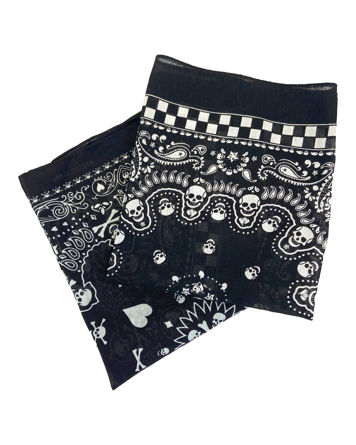 Checker Skull Black And White Bandana