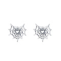 Sterling Silver Cobweb Heart Stud Earrings