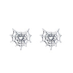 Sterling Silver Cobweb Heart Stud Earrings