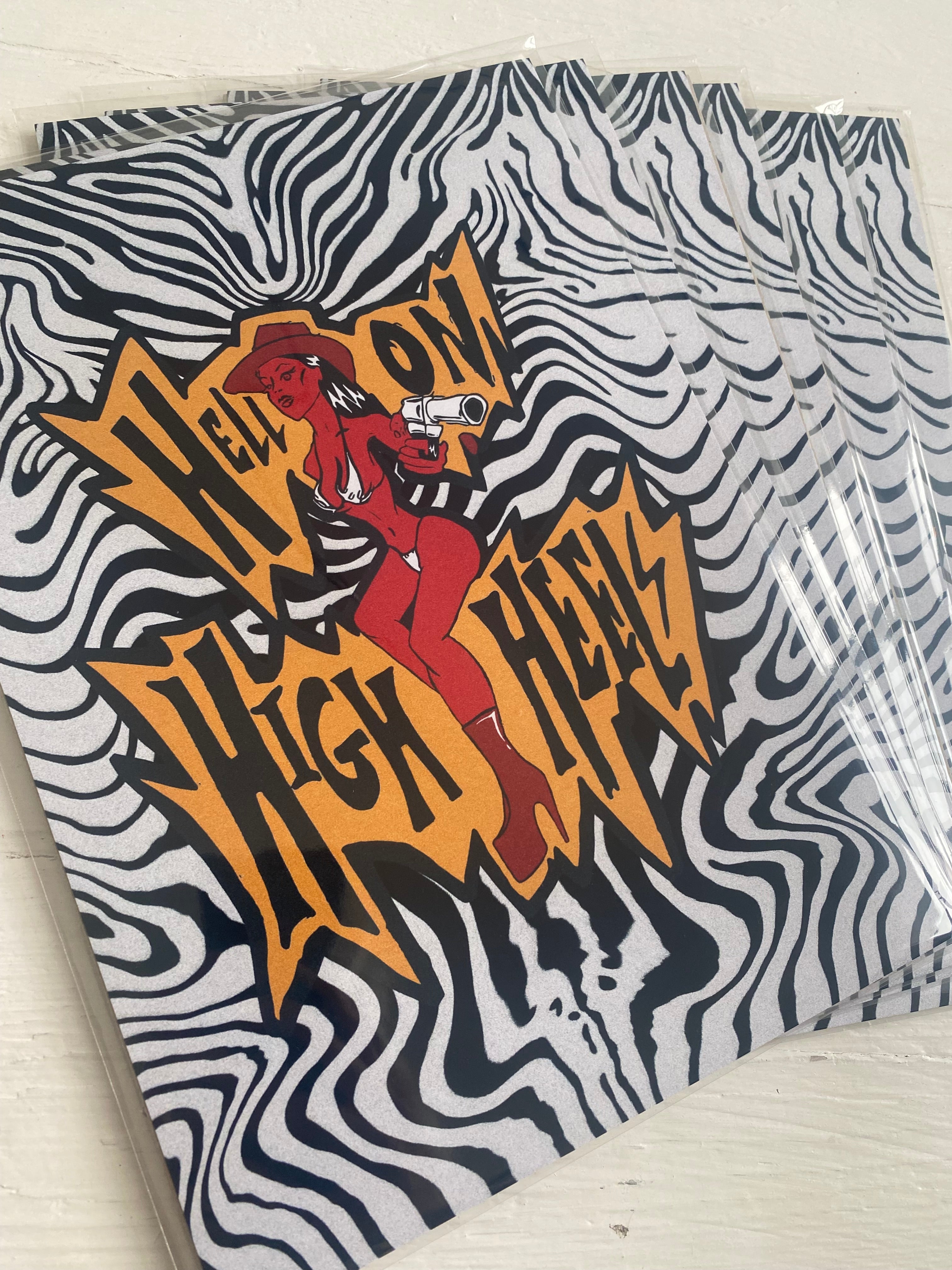 Hell on High Heels Zebra Art Print