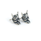 Sterling Silver Hannya Mask Stud Earrings