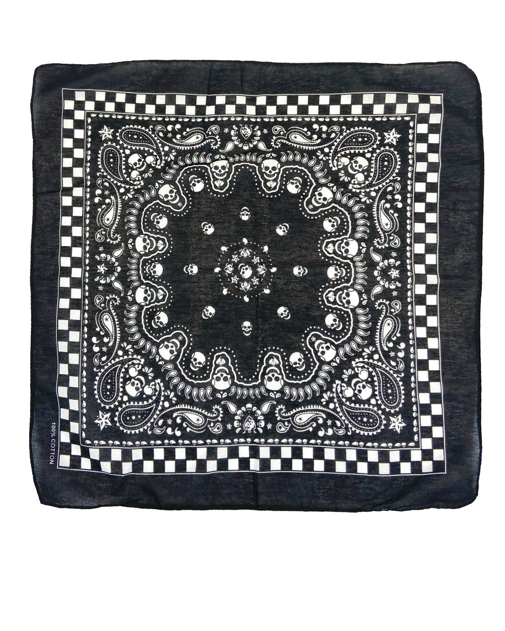 Checker Skull Black And White Bandana
