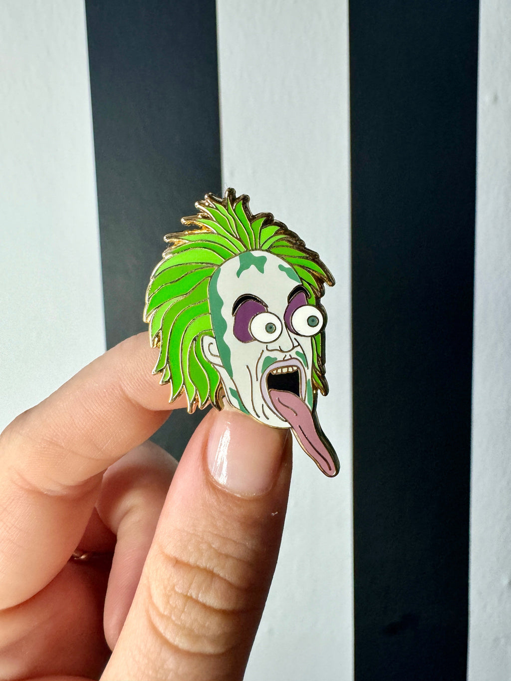Tongue out Beetlejuice Enamel Pin