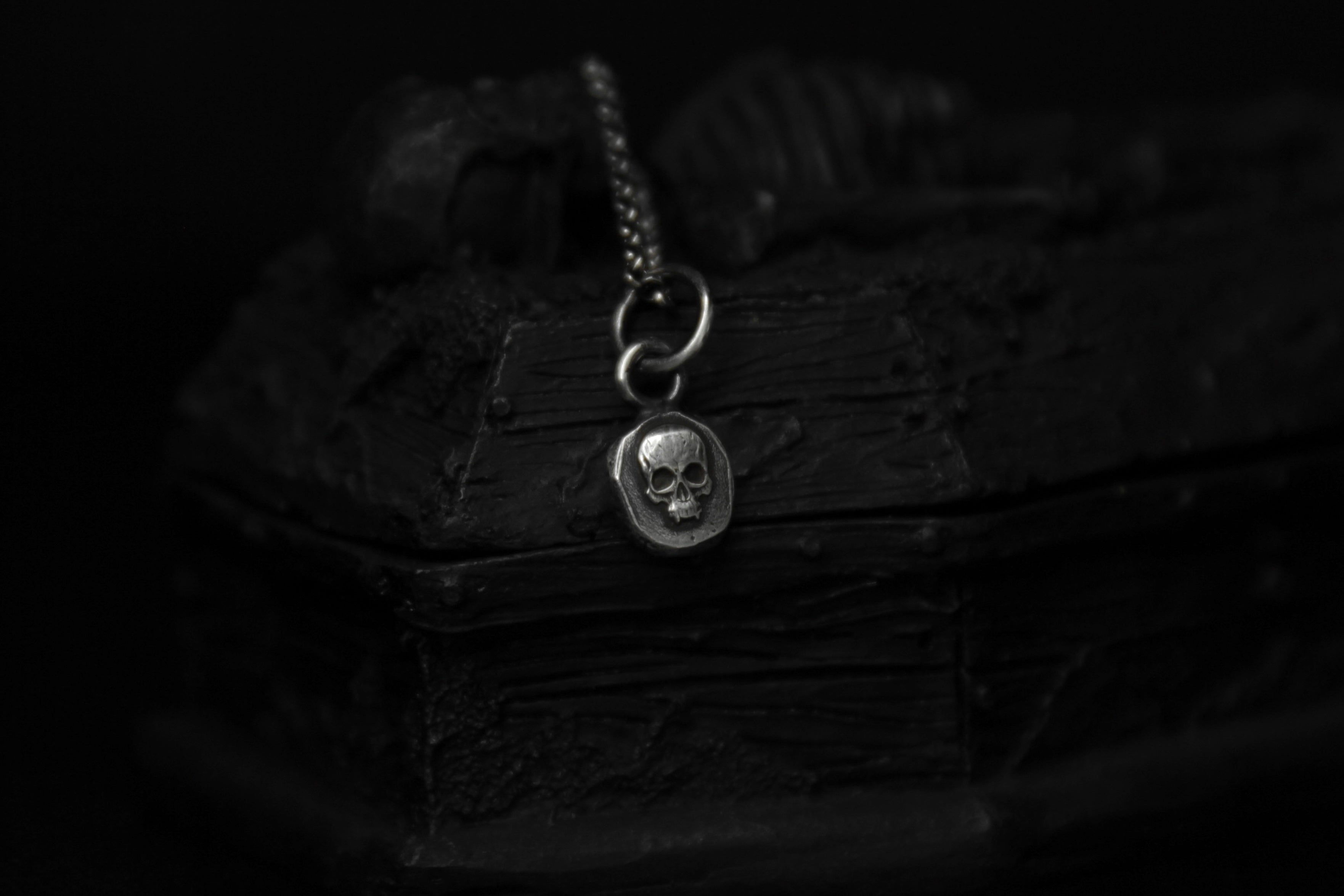 Tiny Sterling Silver Vampire Skull Pendant