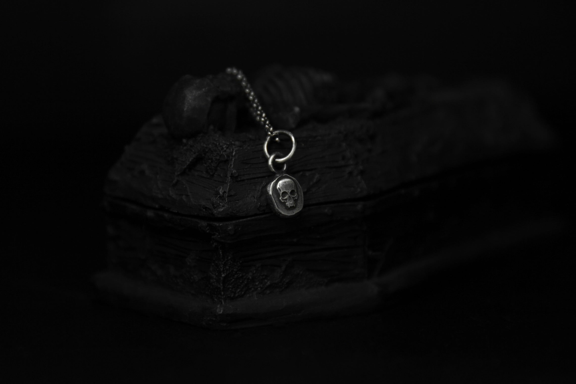 Tiny Sterling Silver Vampire Skull Pendant