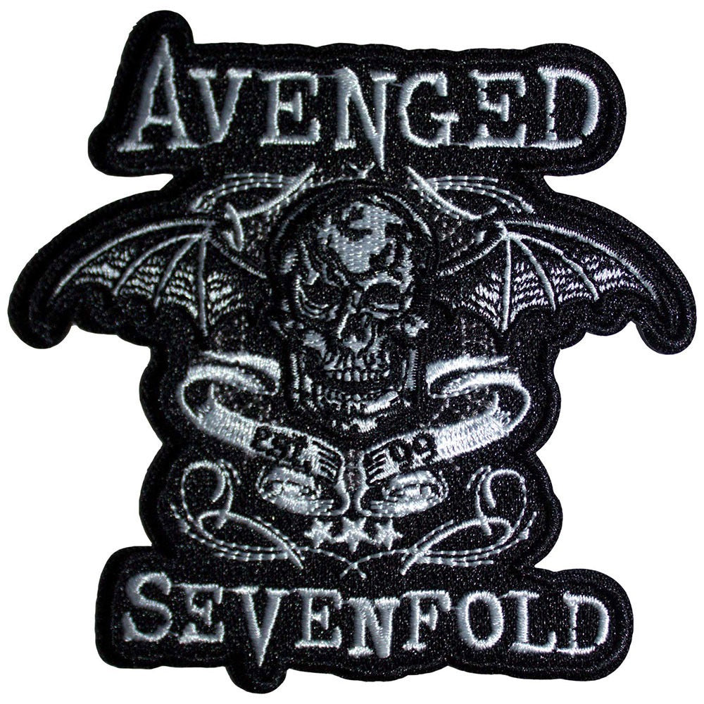 Avenged Sevenfold Banner Patch white on black background