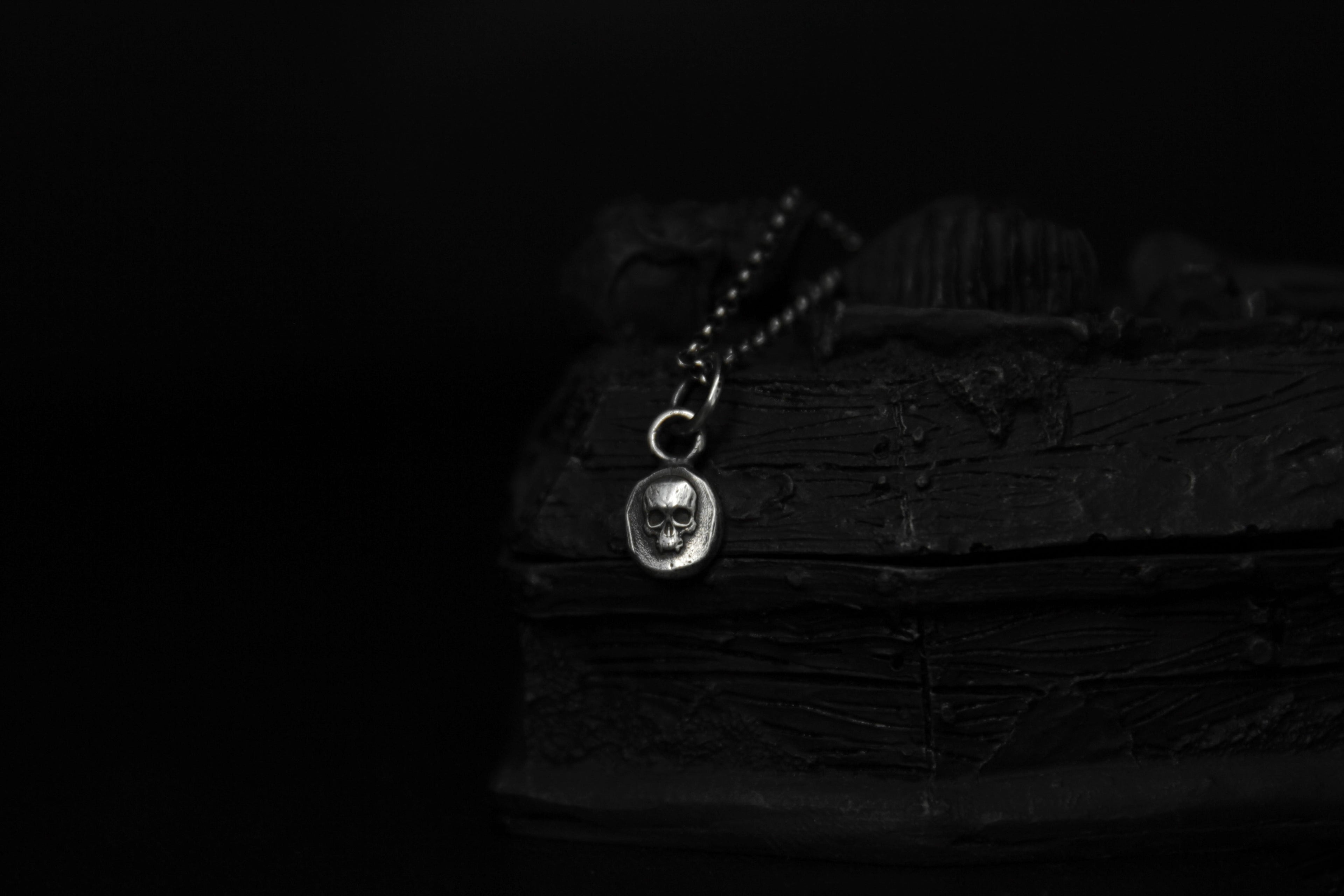 Tiny Sterling Silver Vampire Skull Pendant