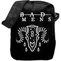 Black bag with 'BAD MENS' text and white graphic design