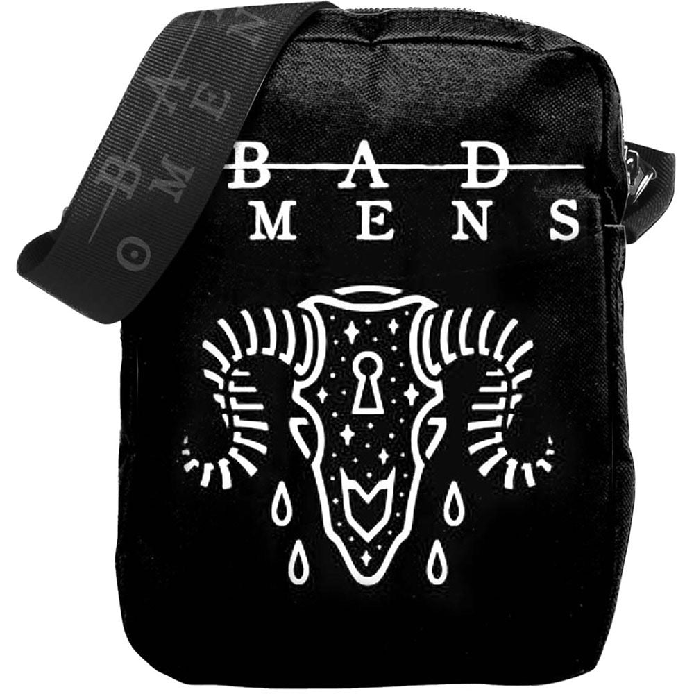 Black bag with 'BAD MENS' text and white graphic design