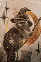 Racoon With Dabloons Gold Gilded Art Print