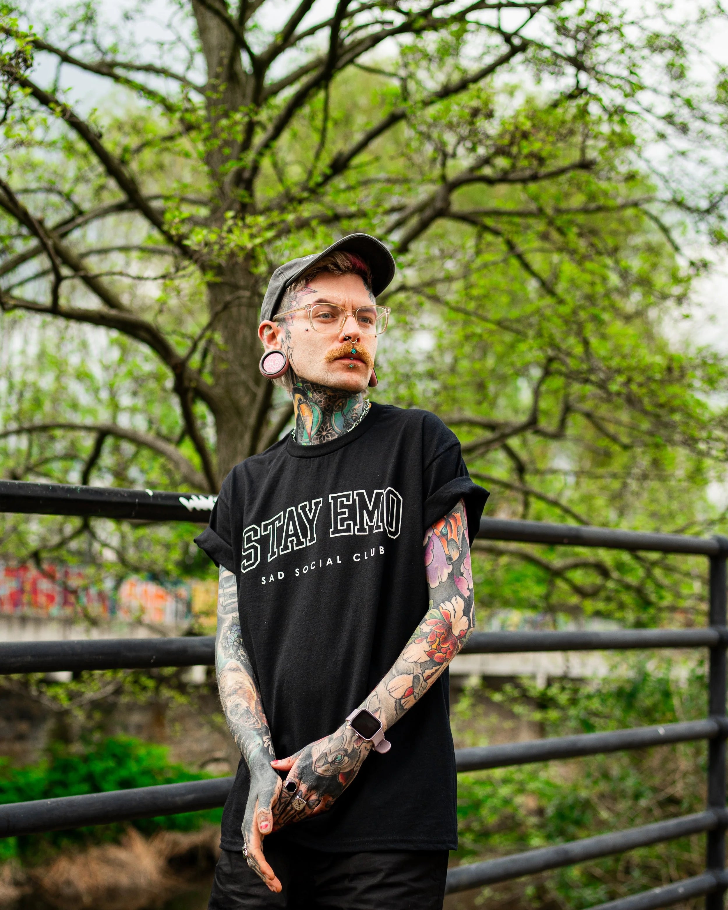 Stay Emo Black Varsity Style T-Shirt