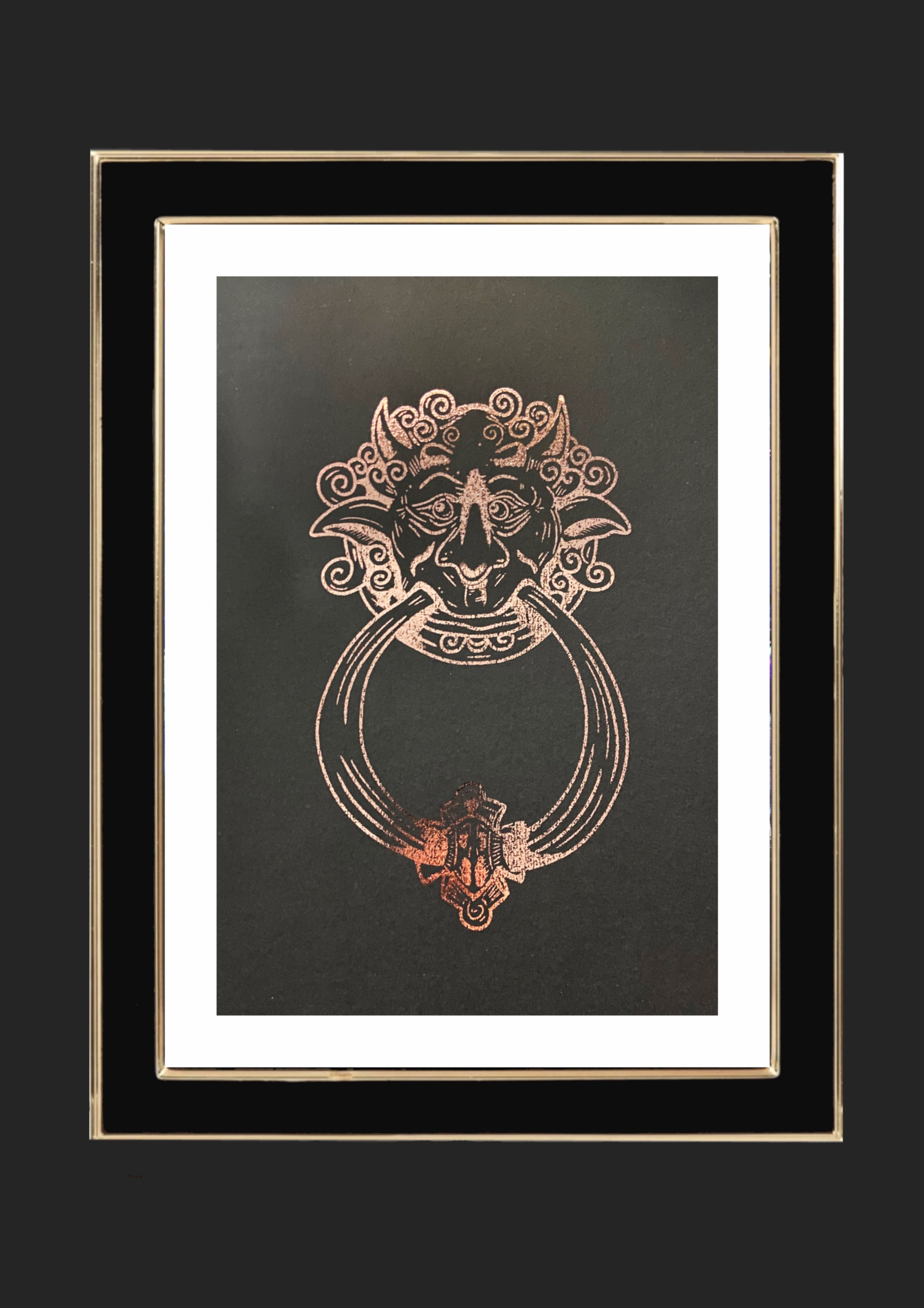 The Labyrinth Mouth Door Knocker Foiled Art Print