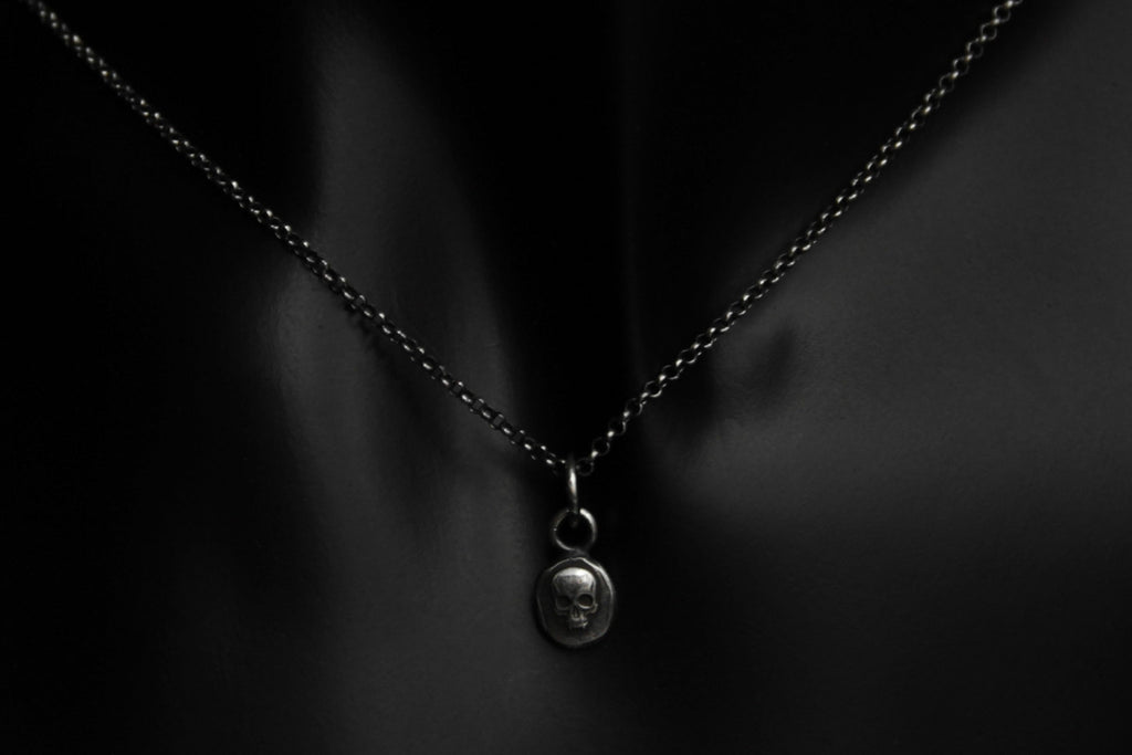 Tiny Sterling Silver Vampire Skull Pendant