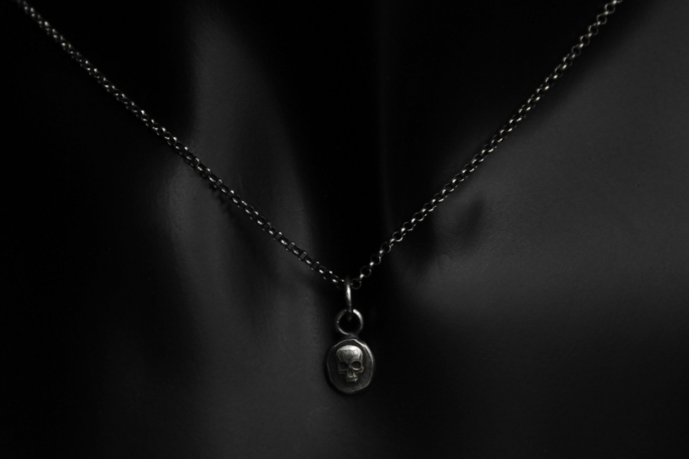 Tiny Sterling Silver Vampire Skull Pendant
