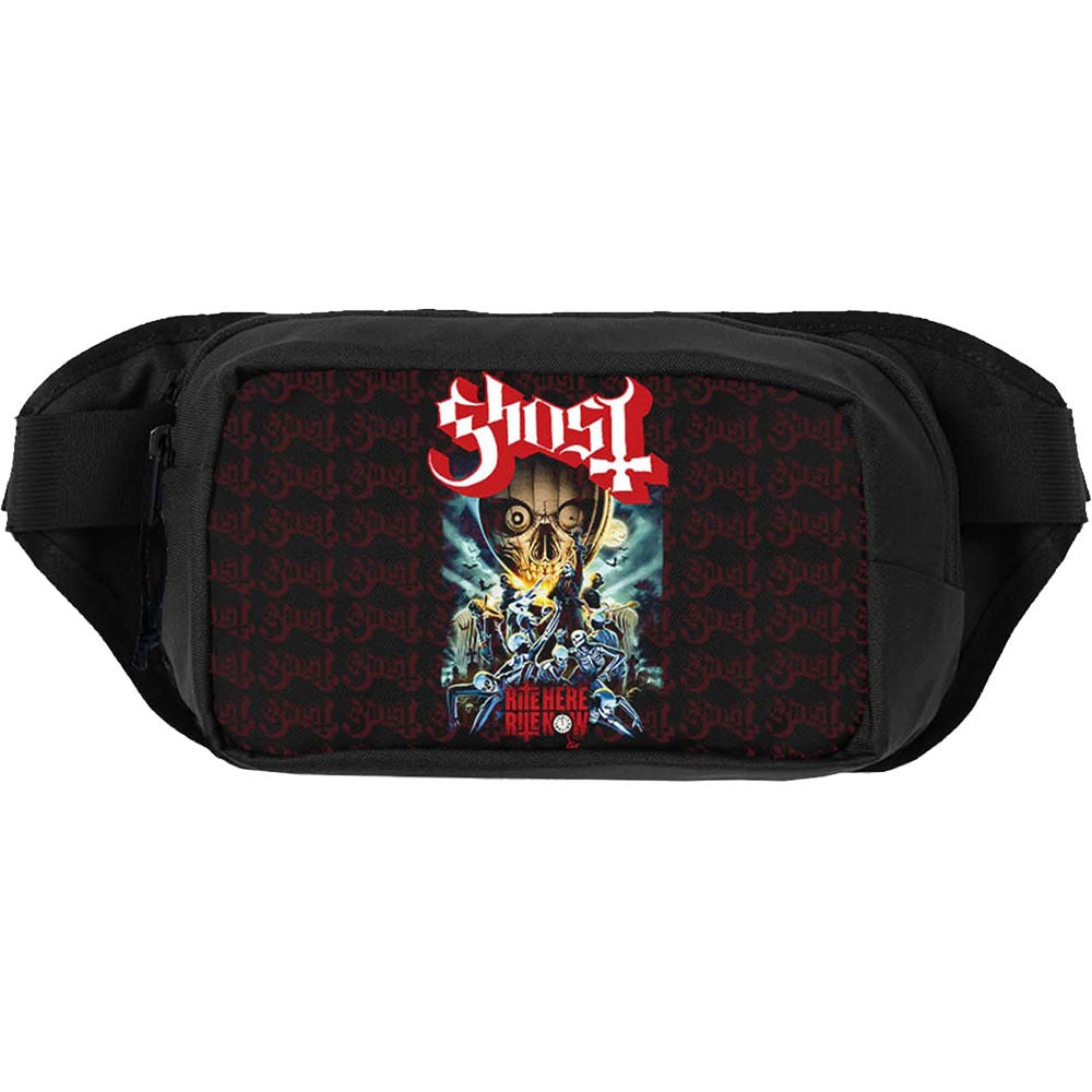 Black fanny pack with 'Ghost' band logo design