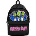 Black backpack with 'Green Day' design featuring three green characters on a white background