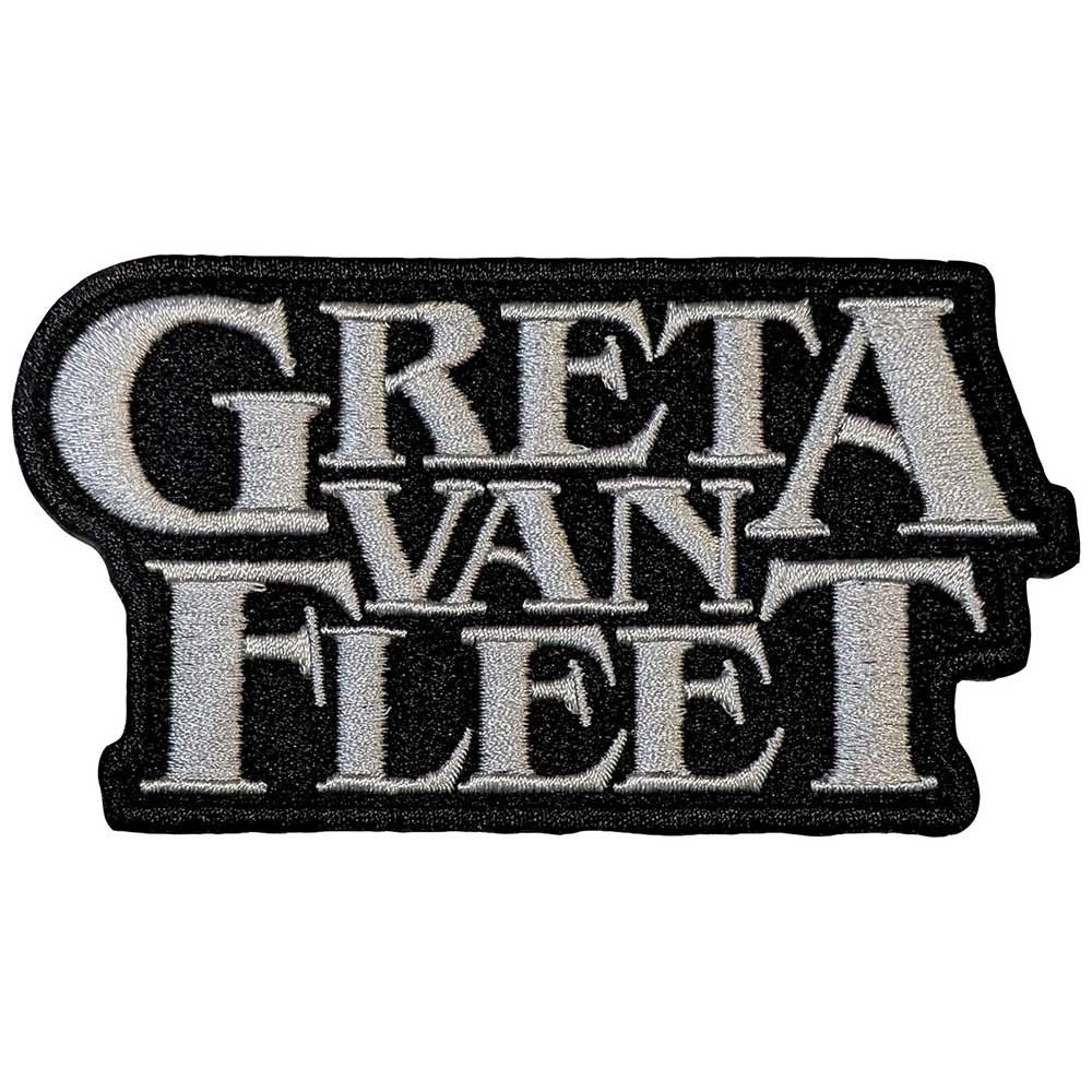 Embroidered patch with 'Greta Van Fleet' text on a black background