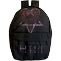 Black backpack with pink heartagram symbol and 'HIM' text 
