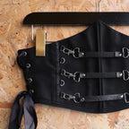 Black and Silver Underbust Corset with 3 Detachable Straps