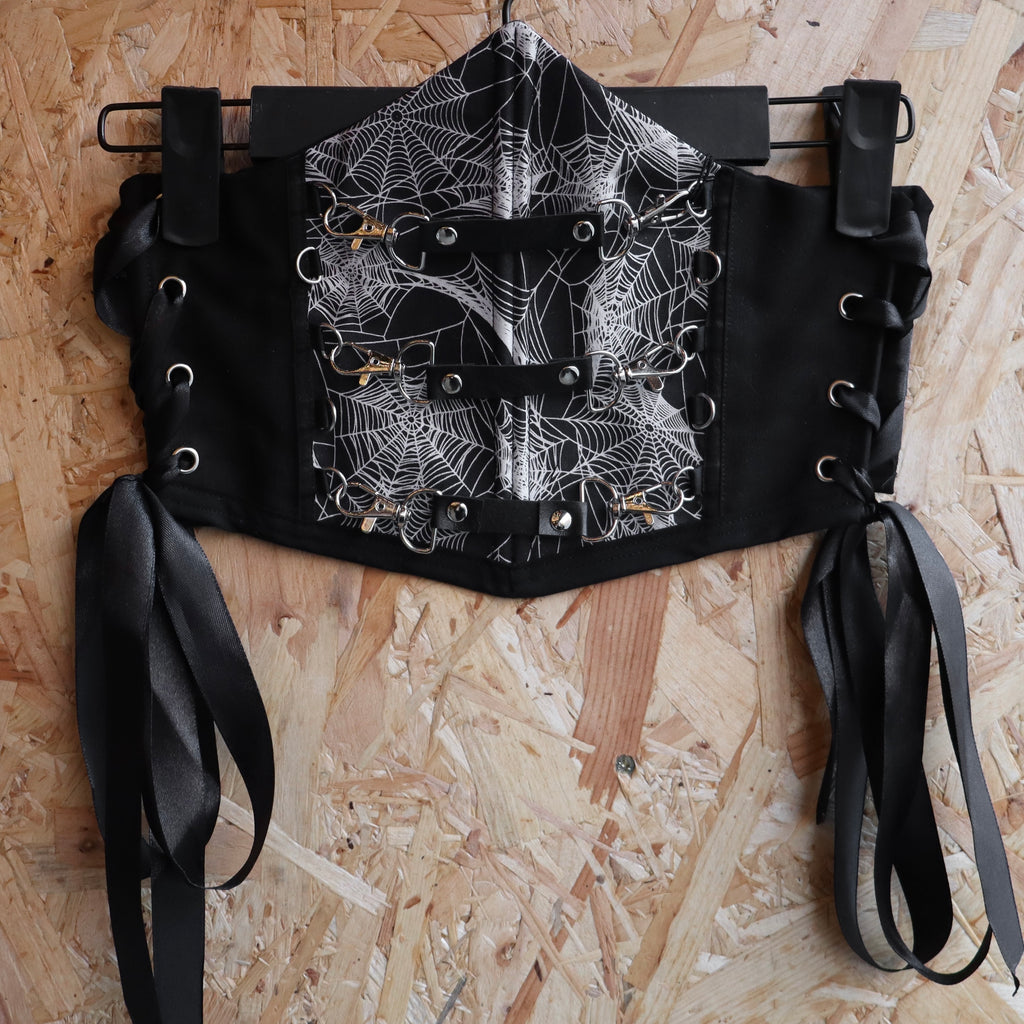 Spider Cobweb Underbust Corset with Crossed Detachable Straps