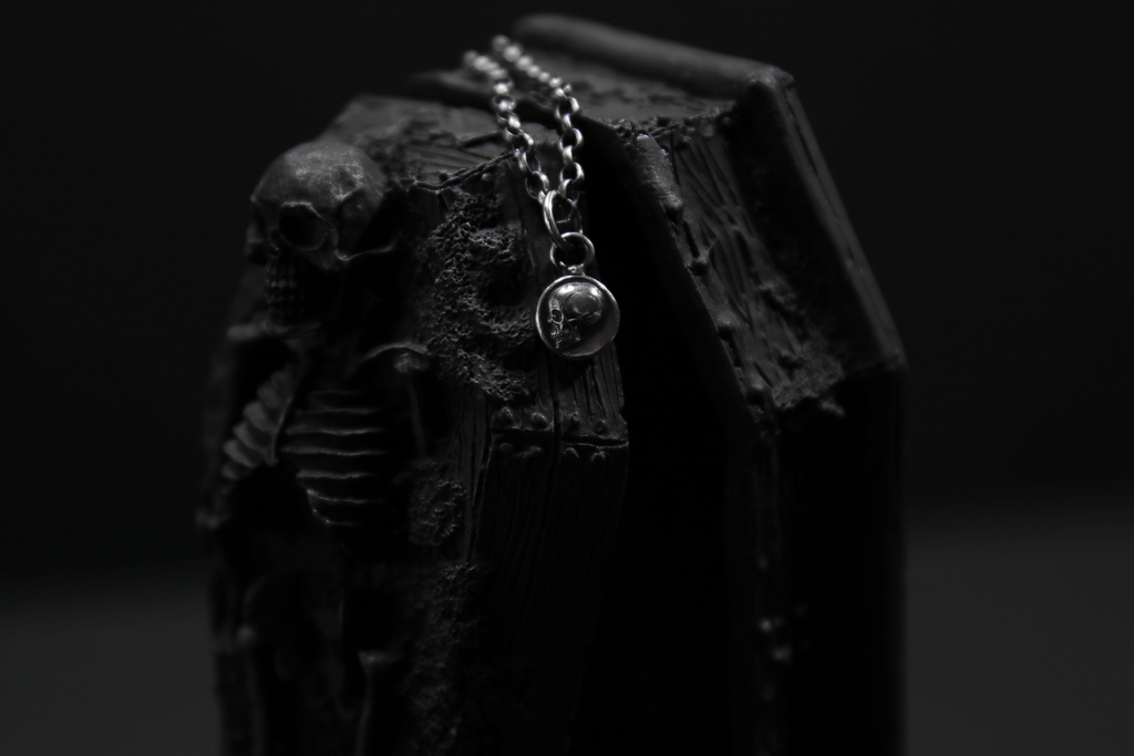 Tiny Sterling Silver Memento Mori Skull Pendant