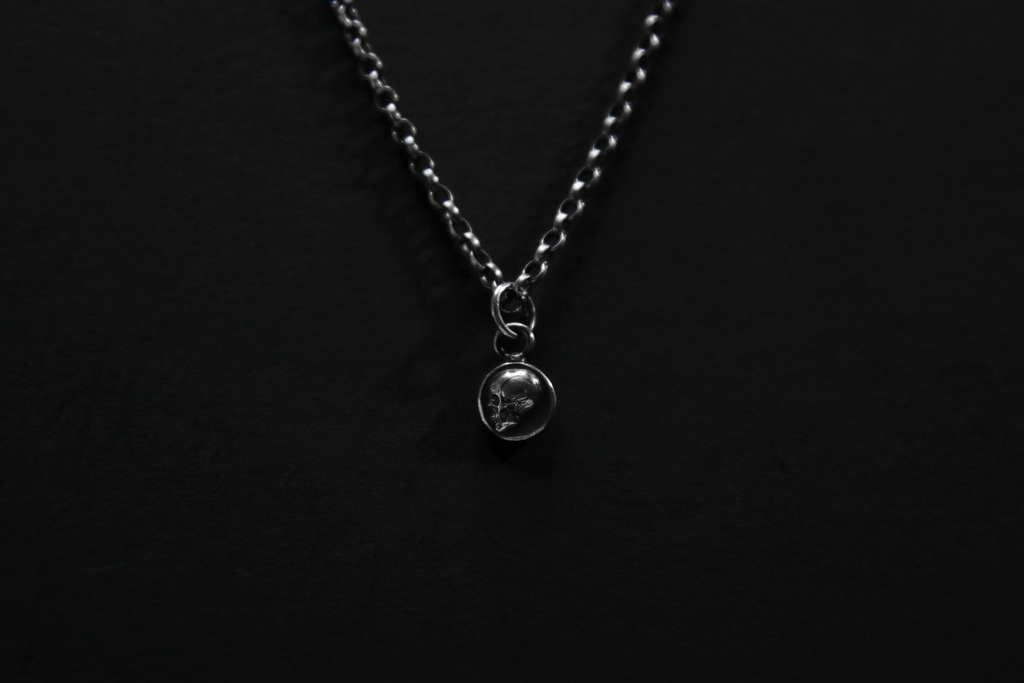 Tiny Sterling Silver Memento Mori Skull Pendant