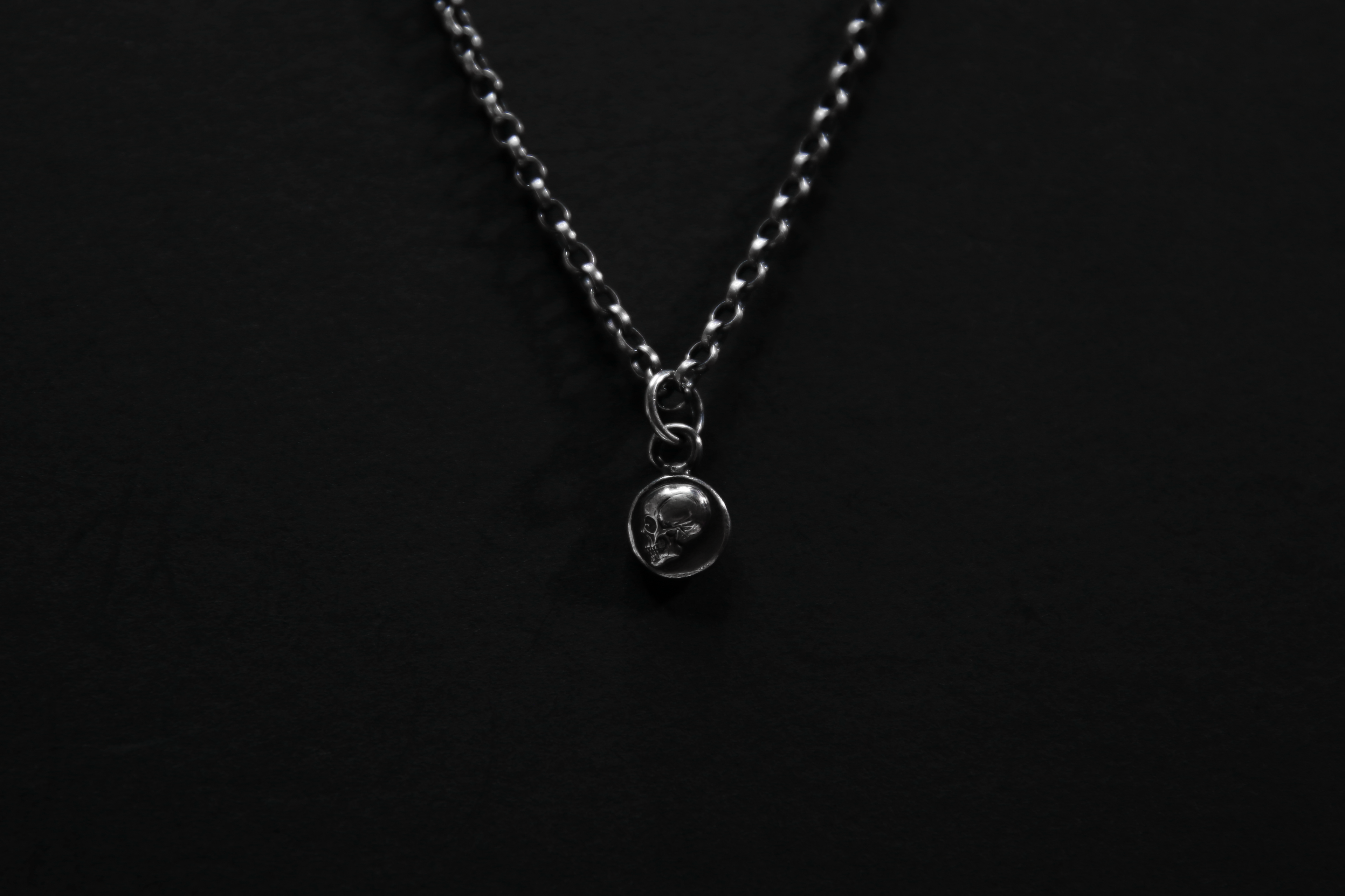 Tiny Sterling Silver Memento Mori Skull Pendant