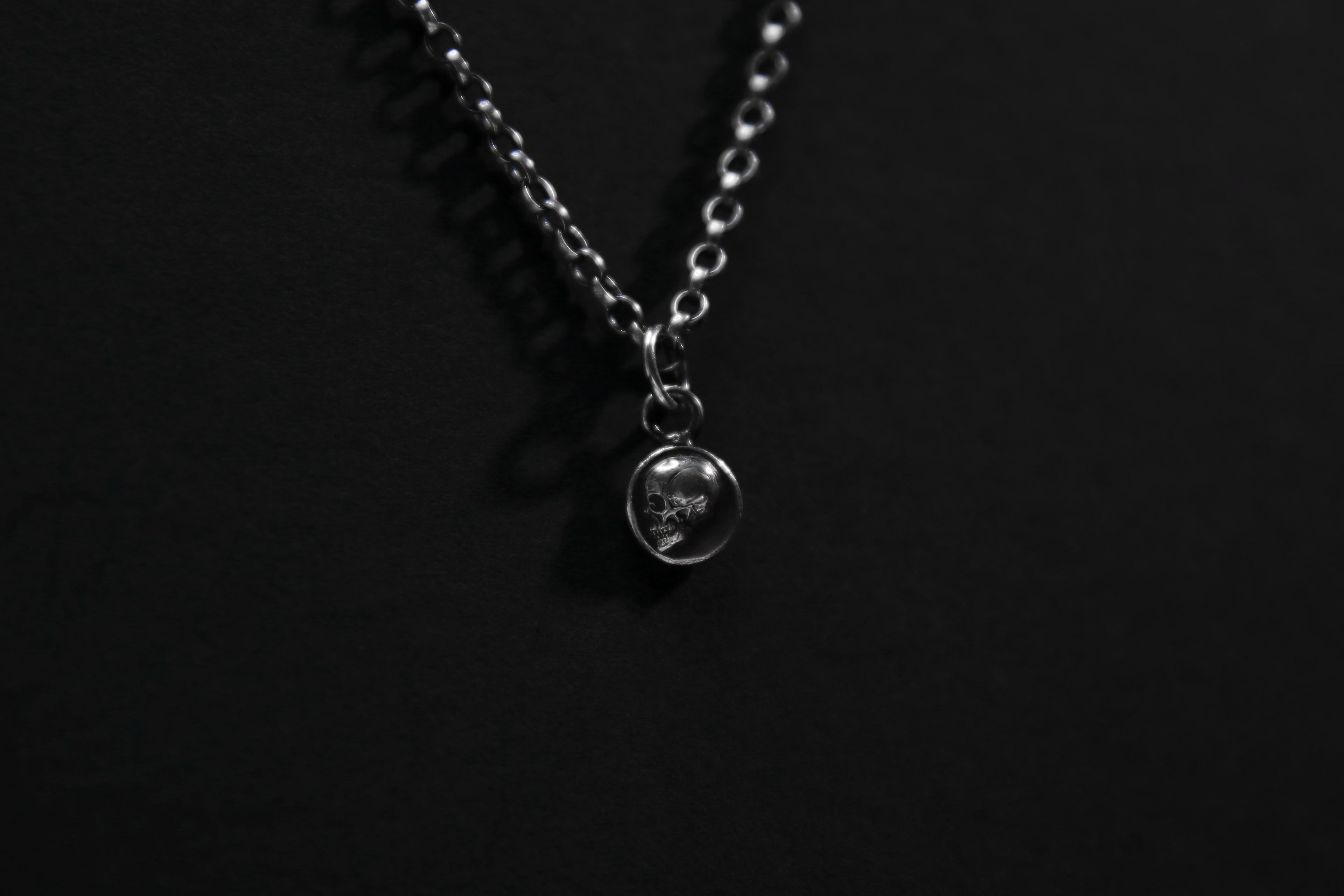 Tiny Sterling Silver Memento Mori Skull Pendant