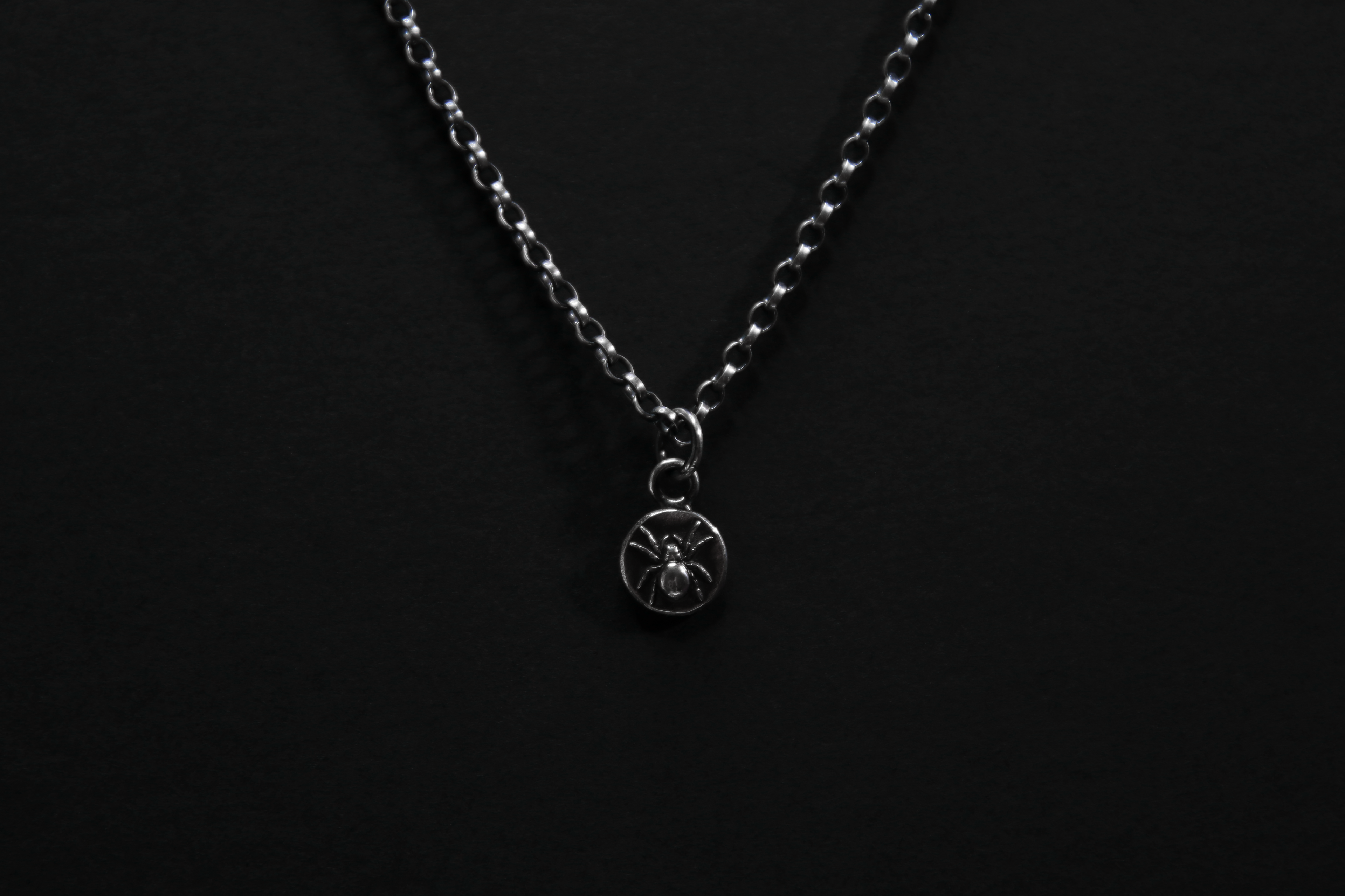 Tiny Sterling Silver Spider Pendant