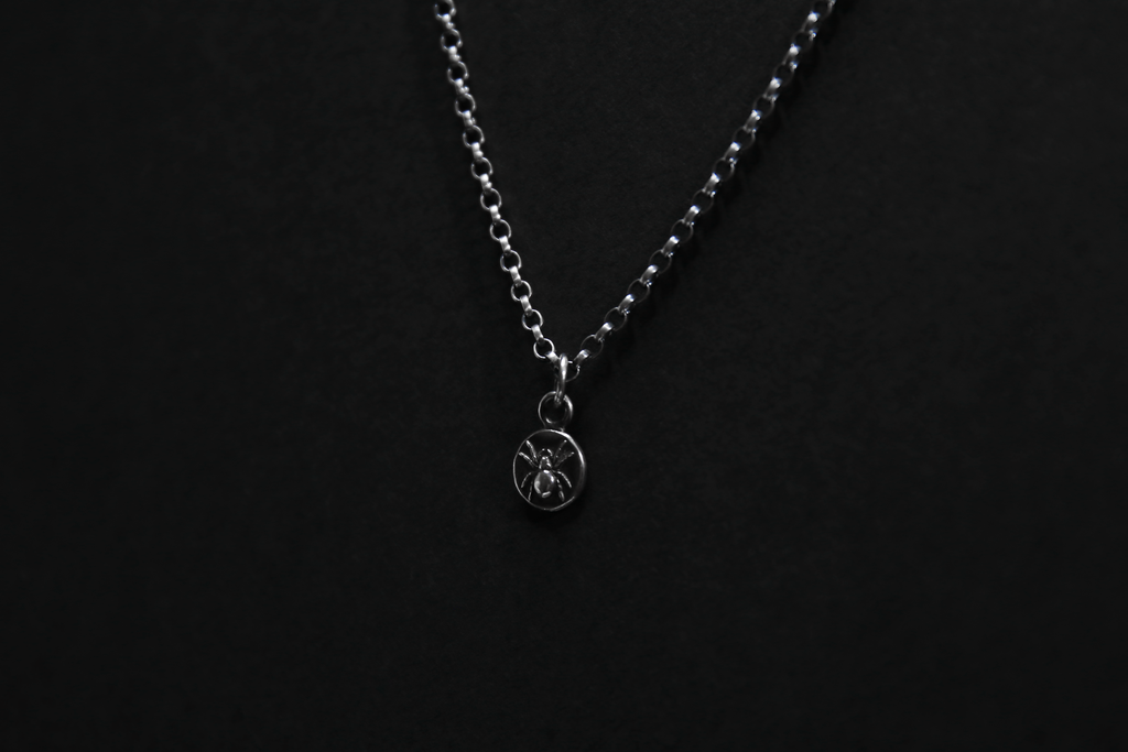 Tiny Sterling Silver Spider Pendant