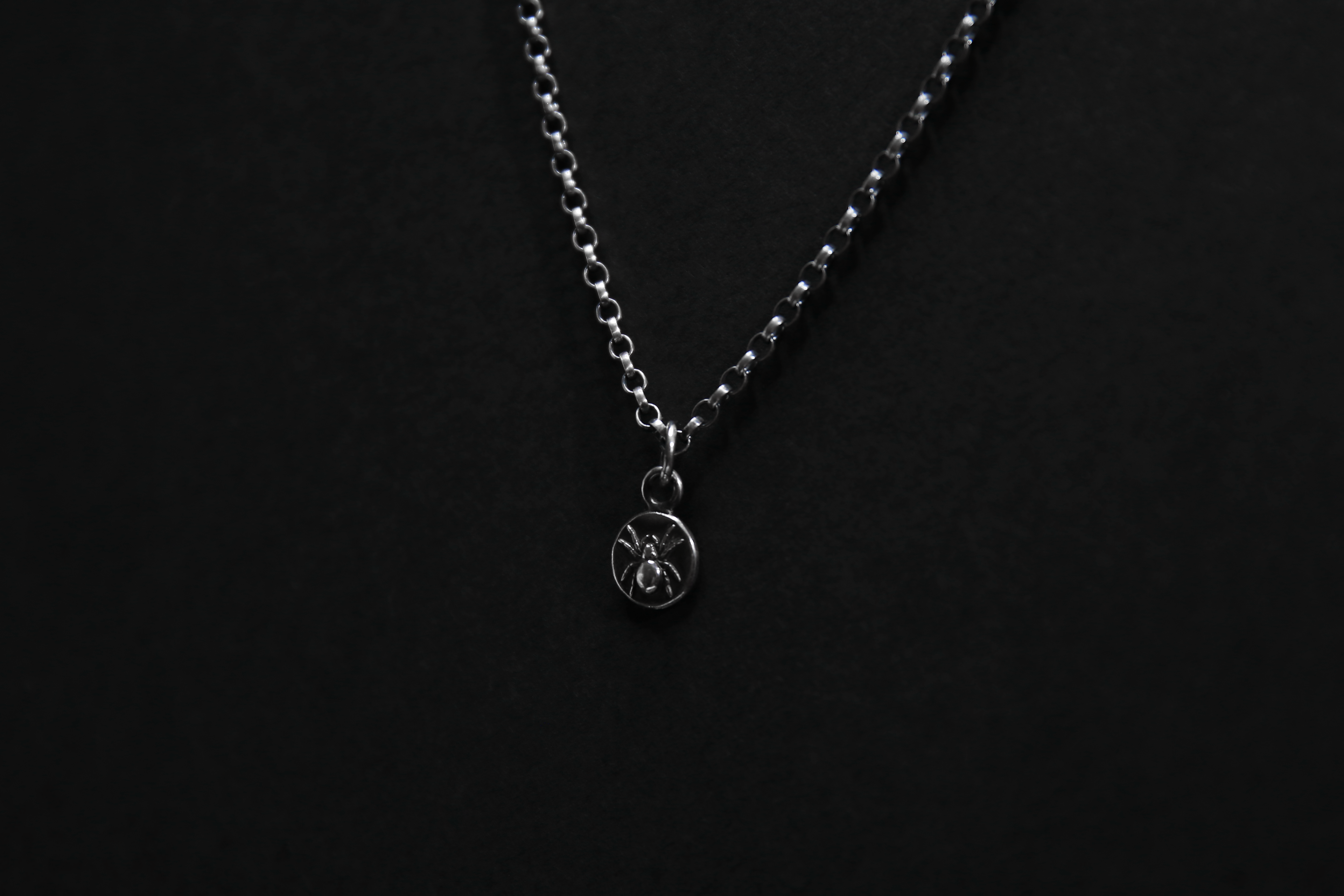 Tiny Sterling Silver Spider Pendant