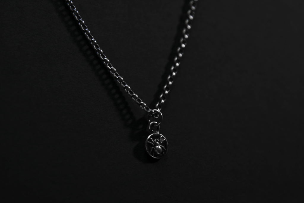 Tiny Sterling Silver Spider Pendant