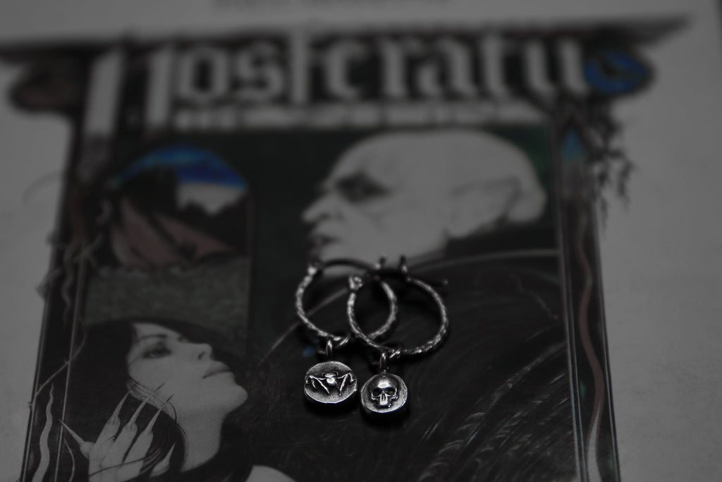 Sterling Silver Nosferatu Hoop Earrings