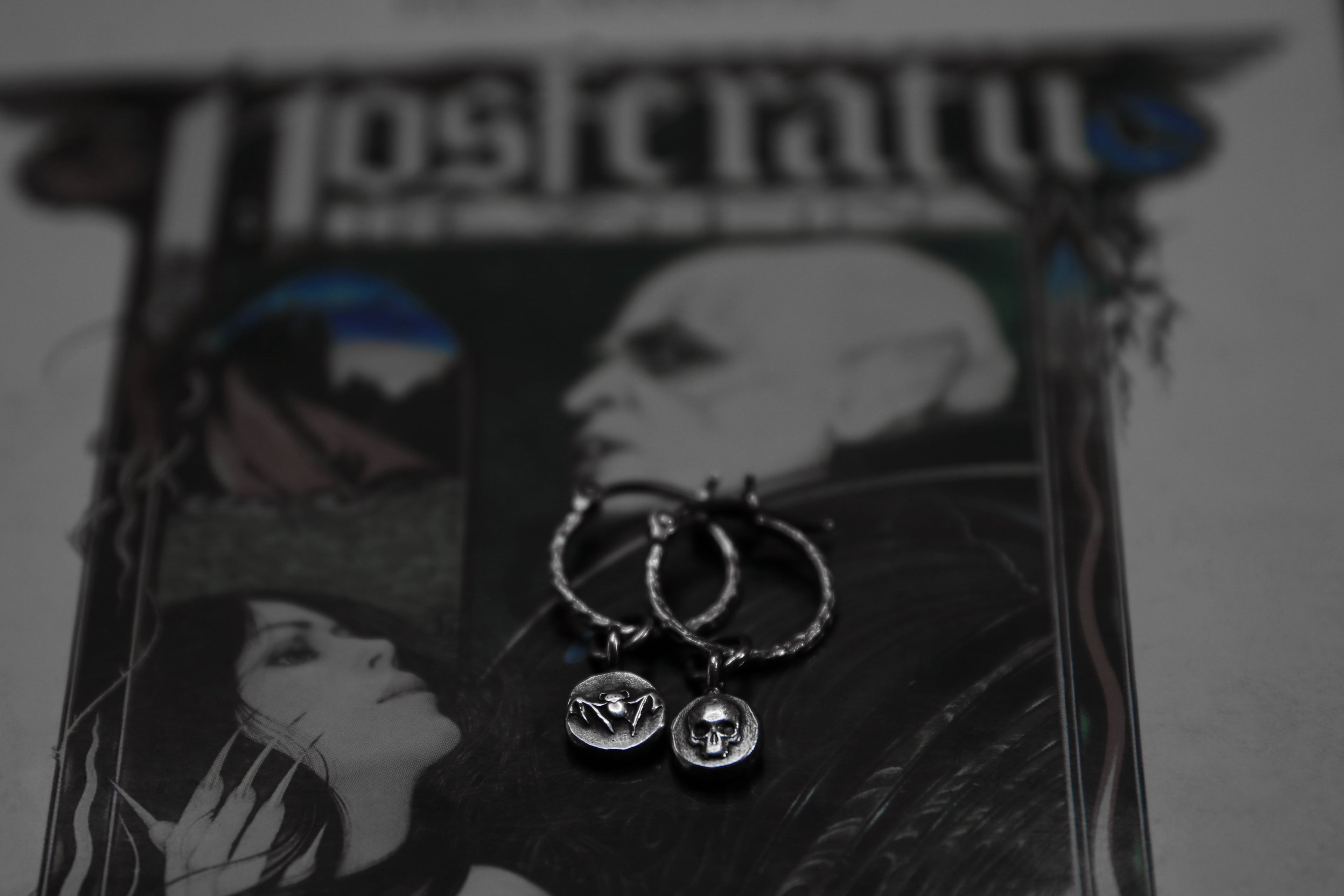 Sterling Silver Nosferatu Hoop Earrings