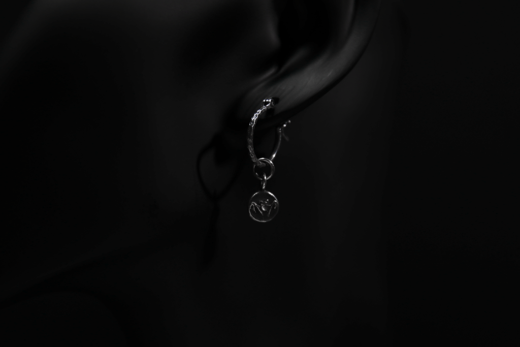 Sterling Silver Nosferatu Hoop Earrings