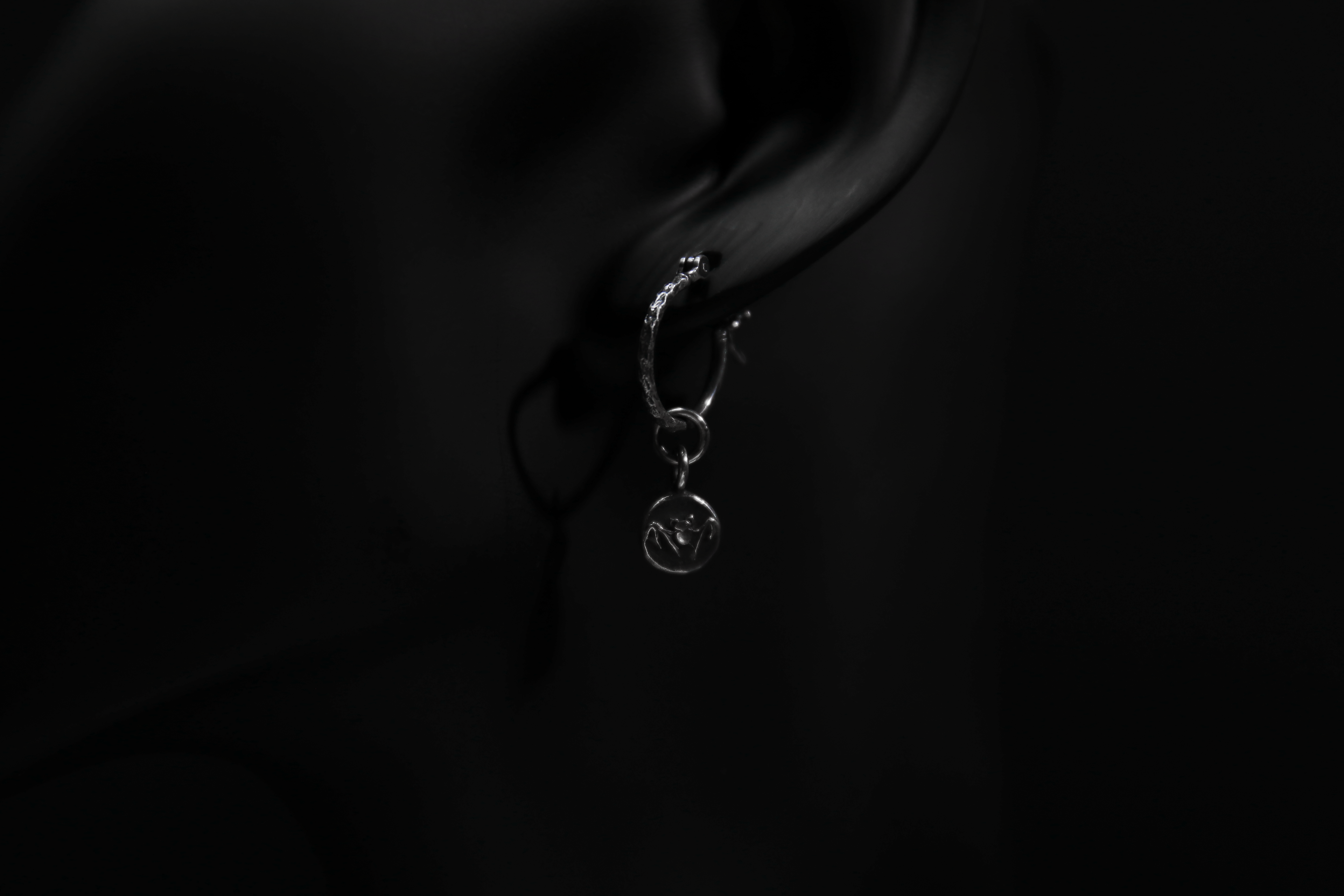 Sterling Silver Nosferatu Hoop Earrings