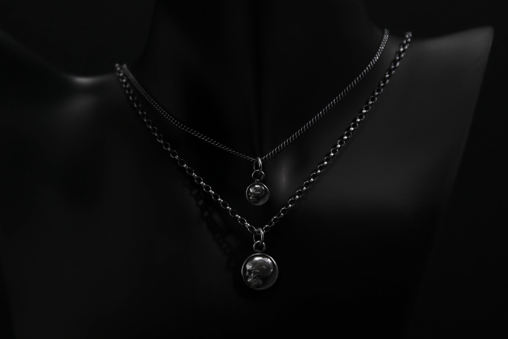 Tiny Sterling Silver Memento Mori Skull Pendant
