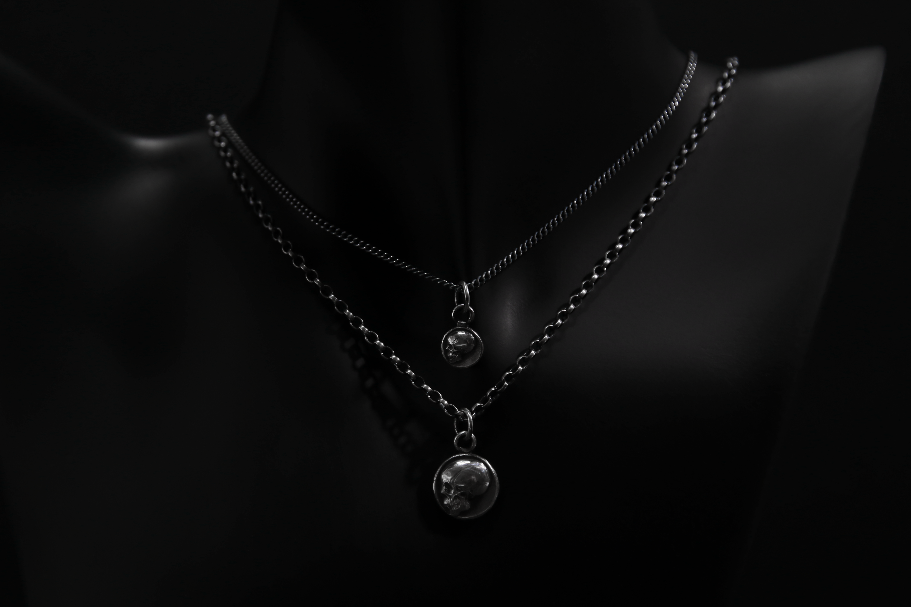 Tiny Sterling Silver Memento Mori Skull Pendant