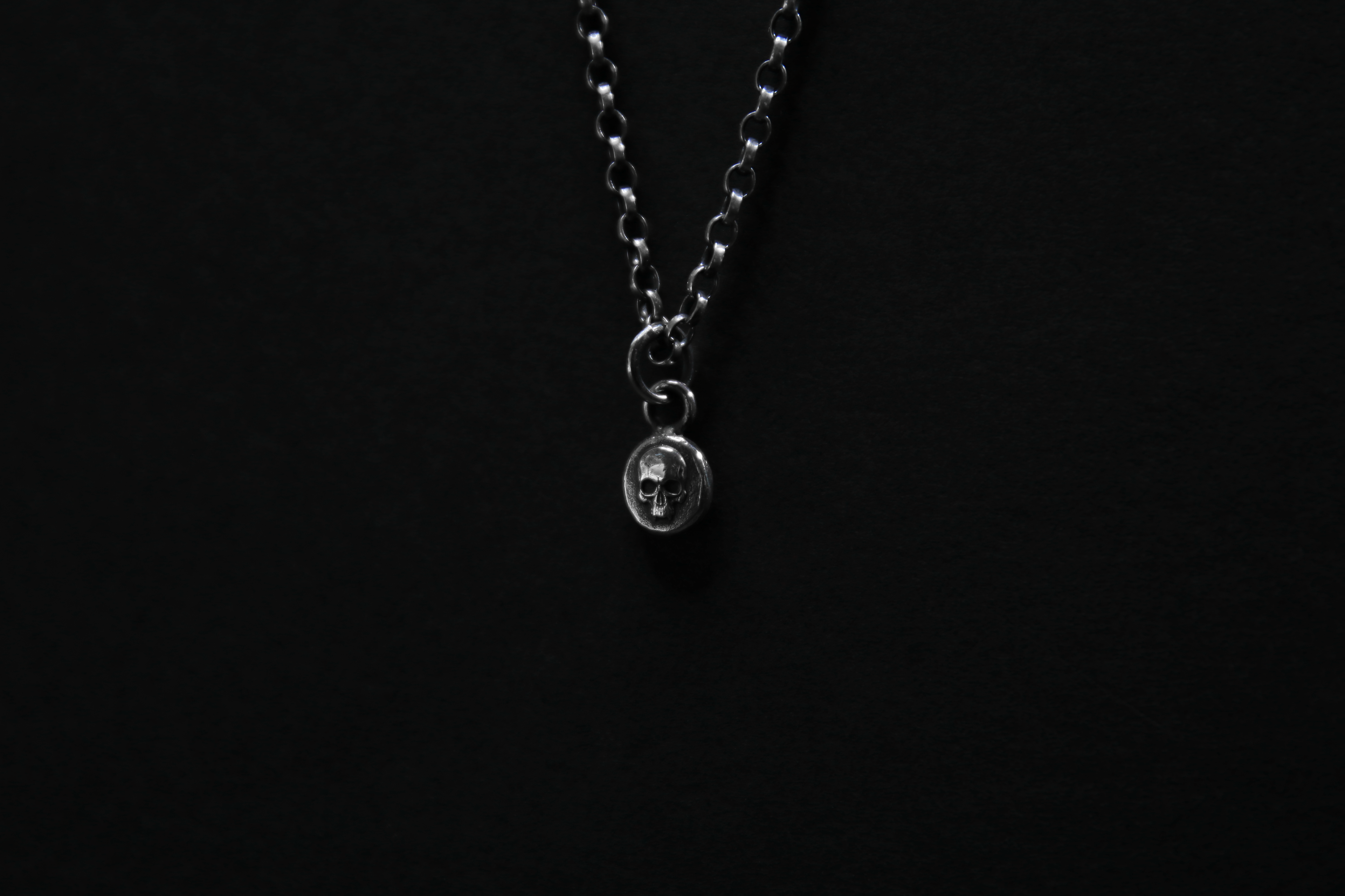 Tiny Sterling Silver Vampire Skull Pendant