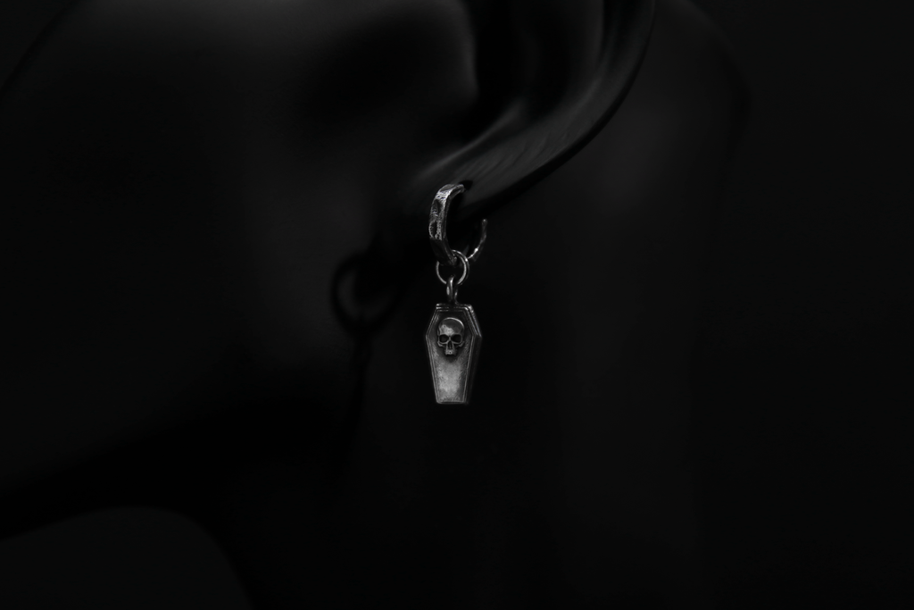 Sterling Silver Casket Hoop Earrings