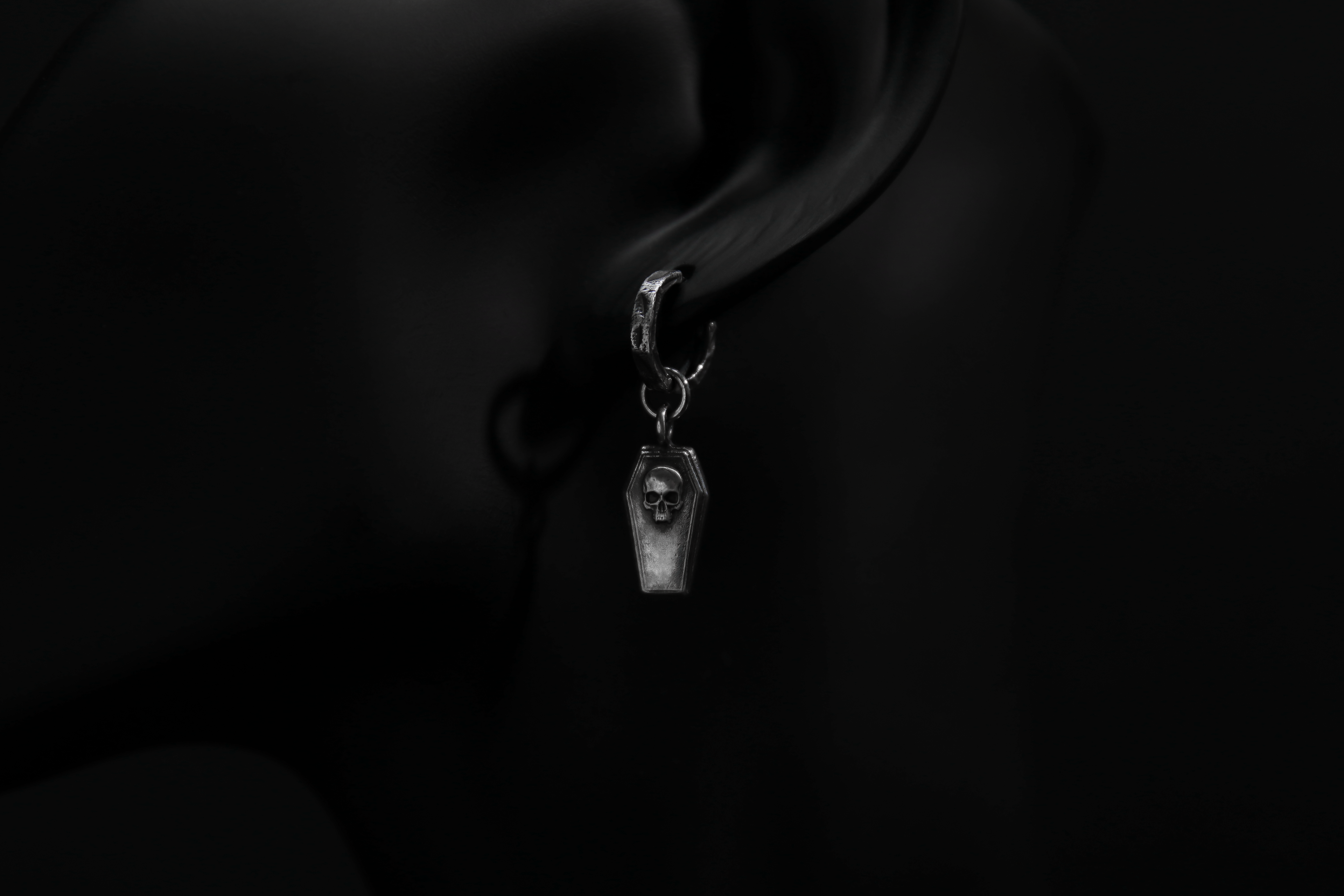Sterling Silver Casket Hoop Earrings