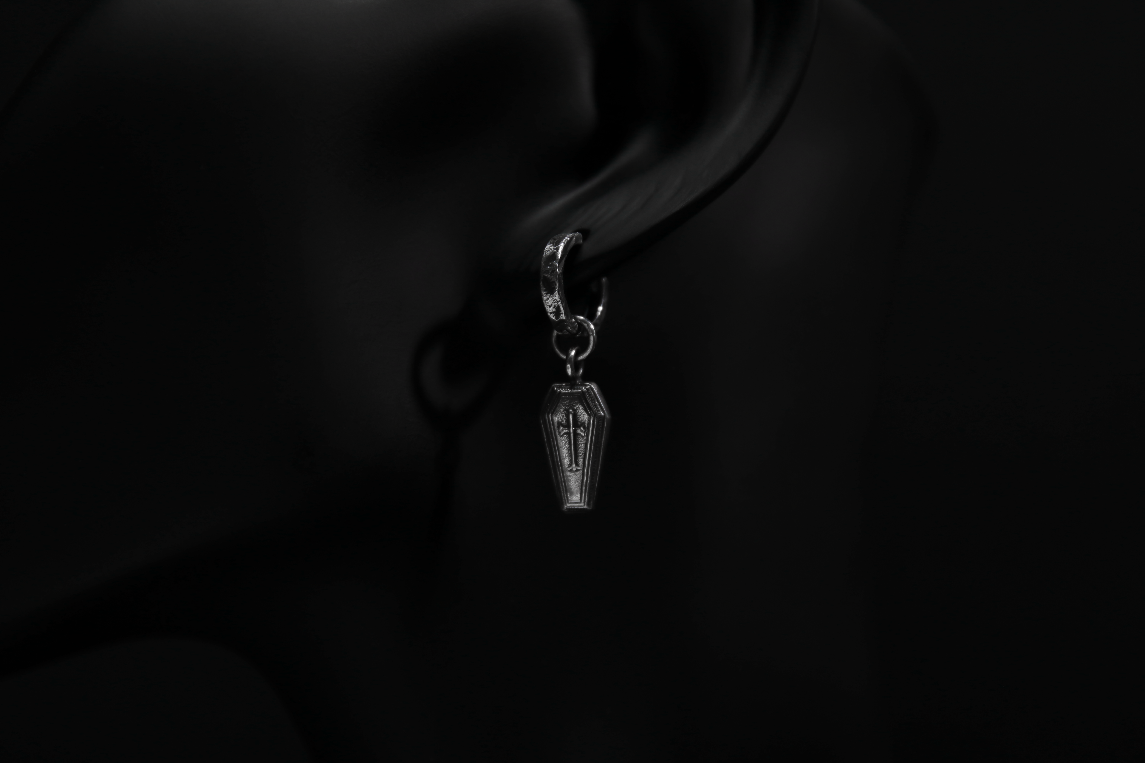 Sterling Silver Casket Hoop Earrings