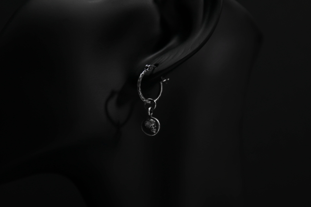 Sterling Silver Memento Mori Skull Hoop Earrings