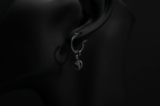Sterling Silver Memento Mori Skull Hoop Earrings
