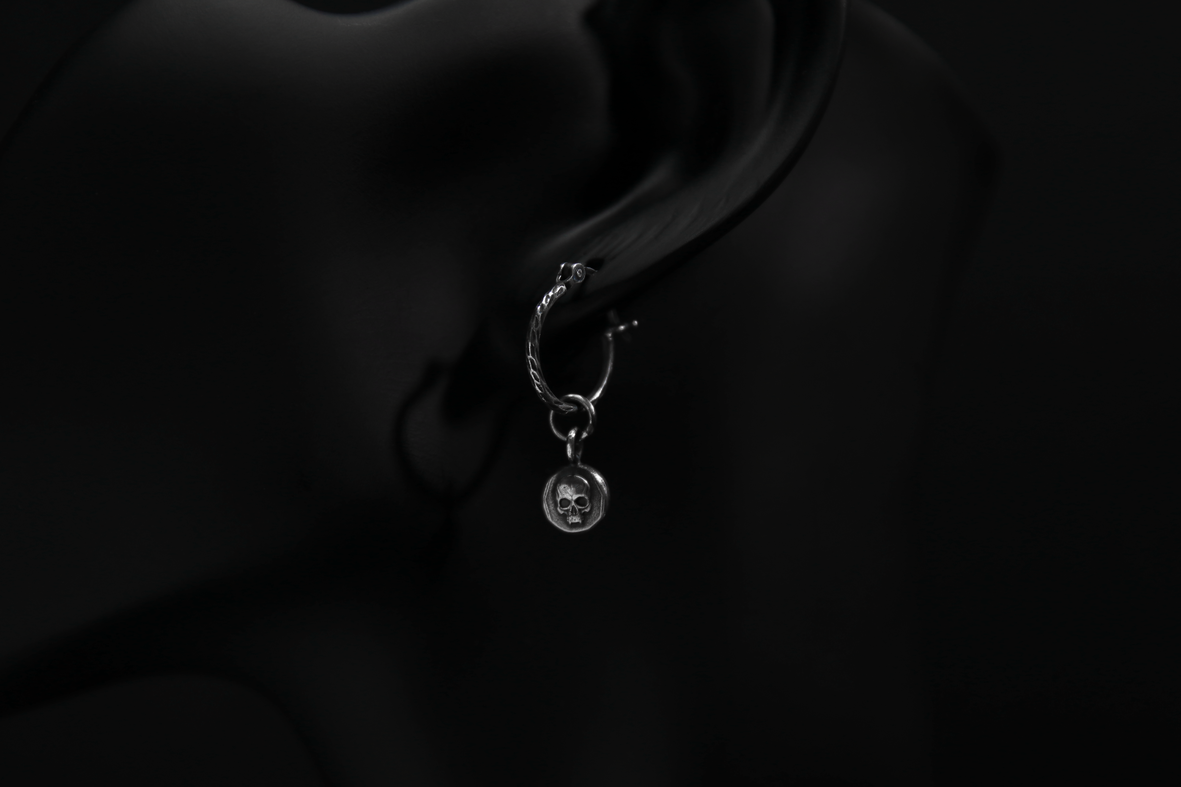 Sterling Silver Nosferatu Hoop Earrings