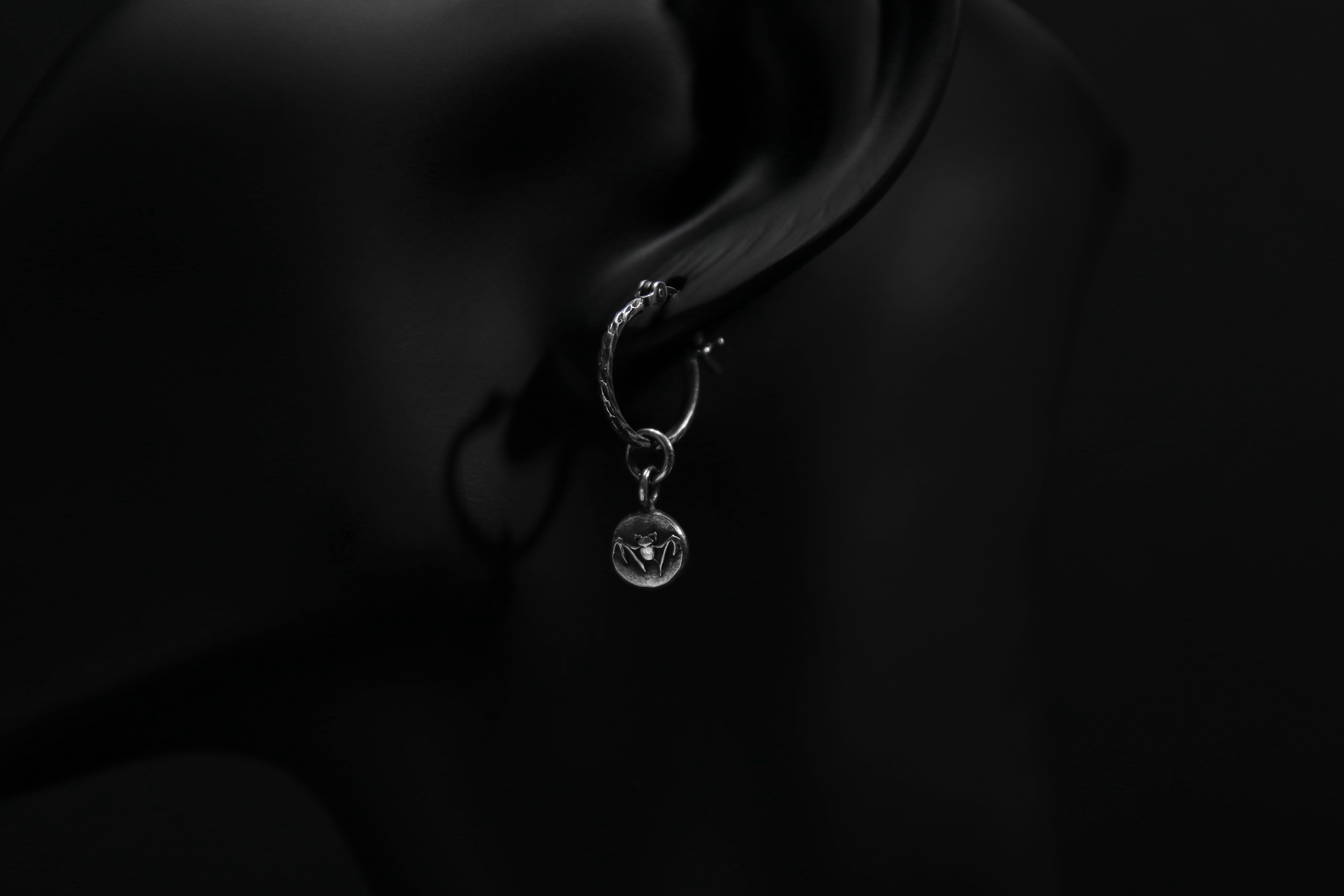 Sterling Silver Nosferatu Hoop Earrings