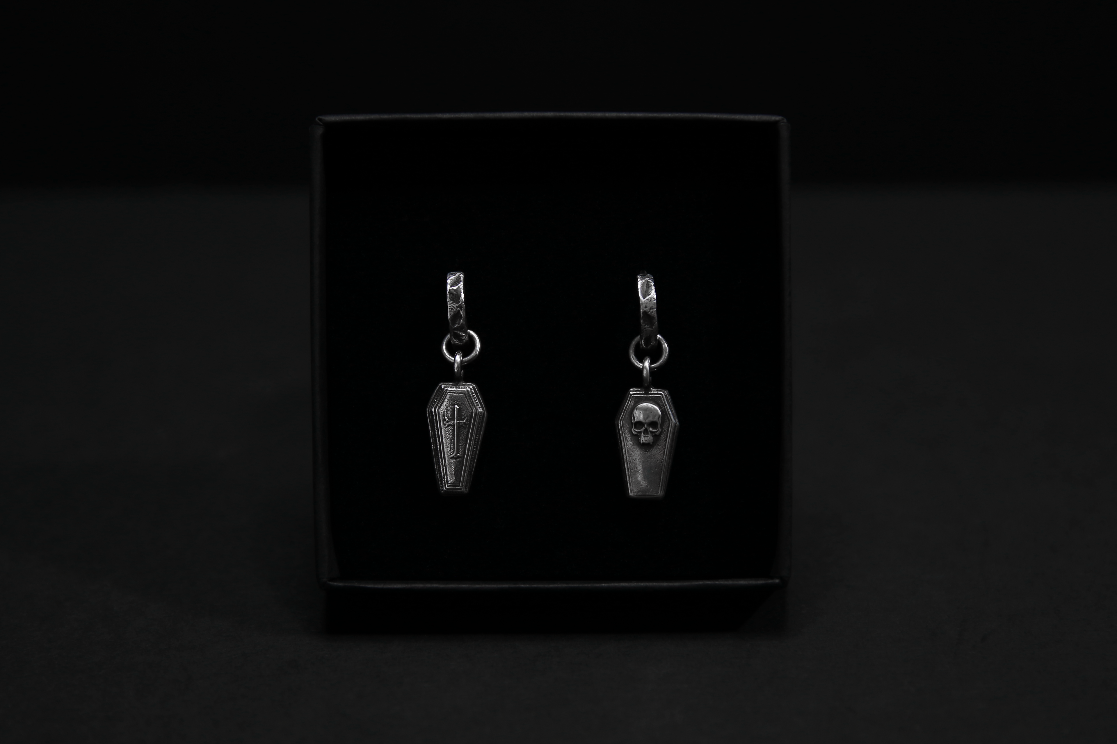 Sterling Silver Casket Hoop Earrings