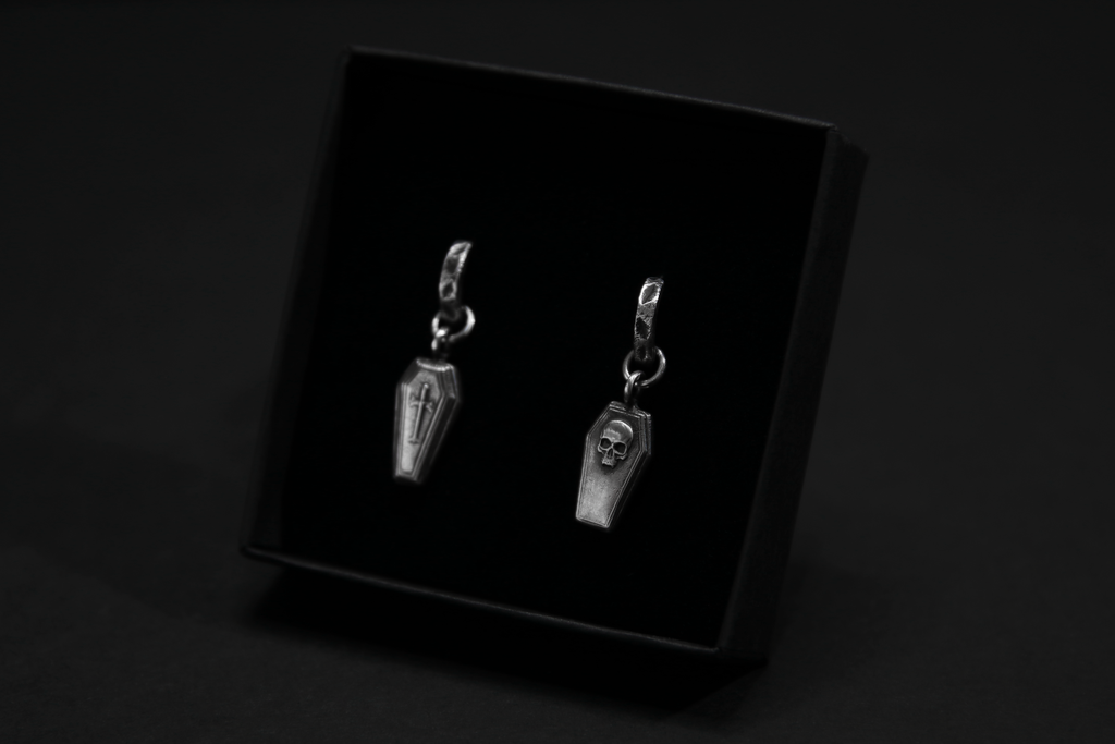 Sterling Silver Casket Hoop Earrings
