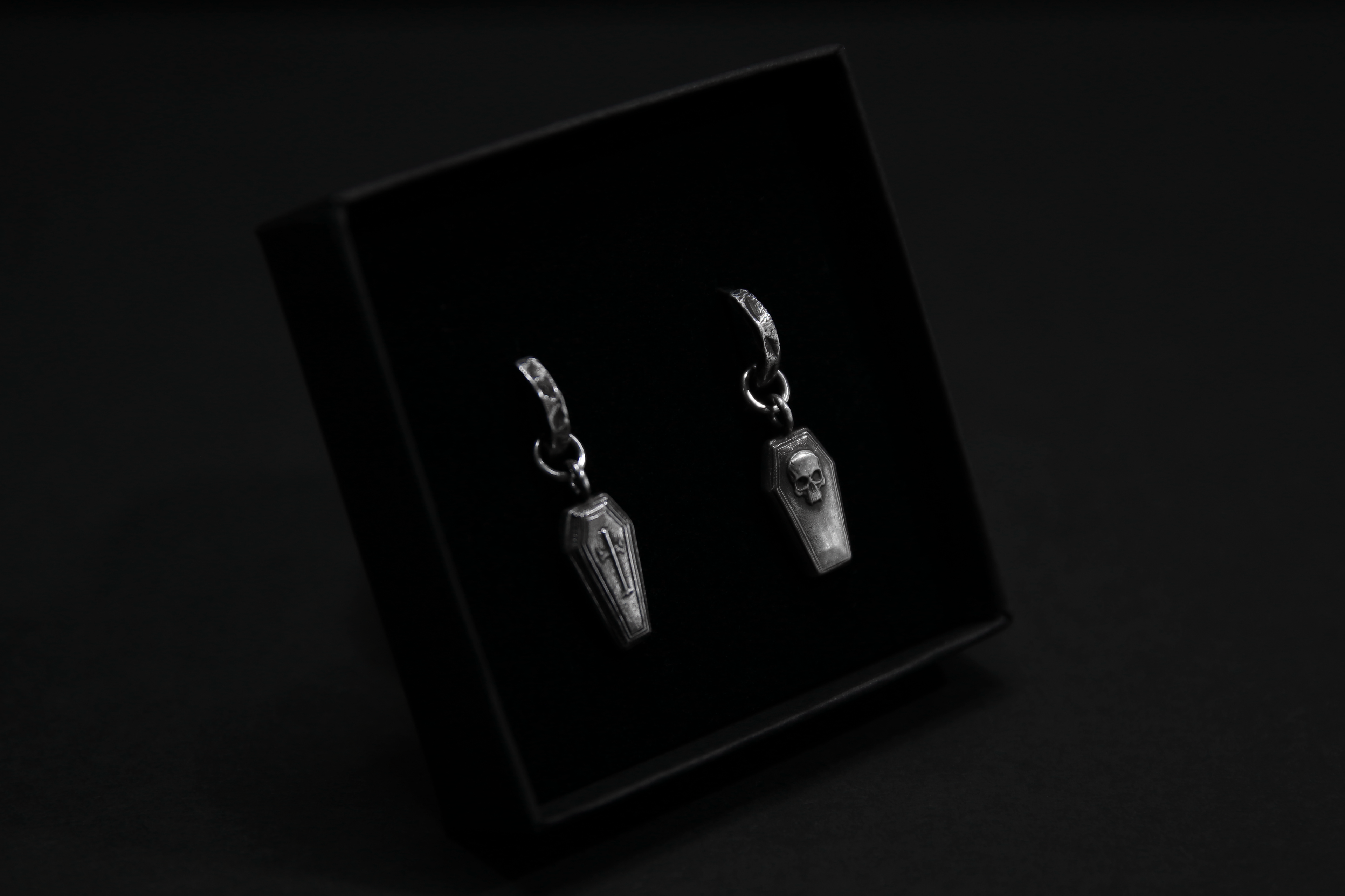 Sterling Silver Casket Hoop Earrings