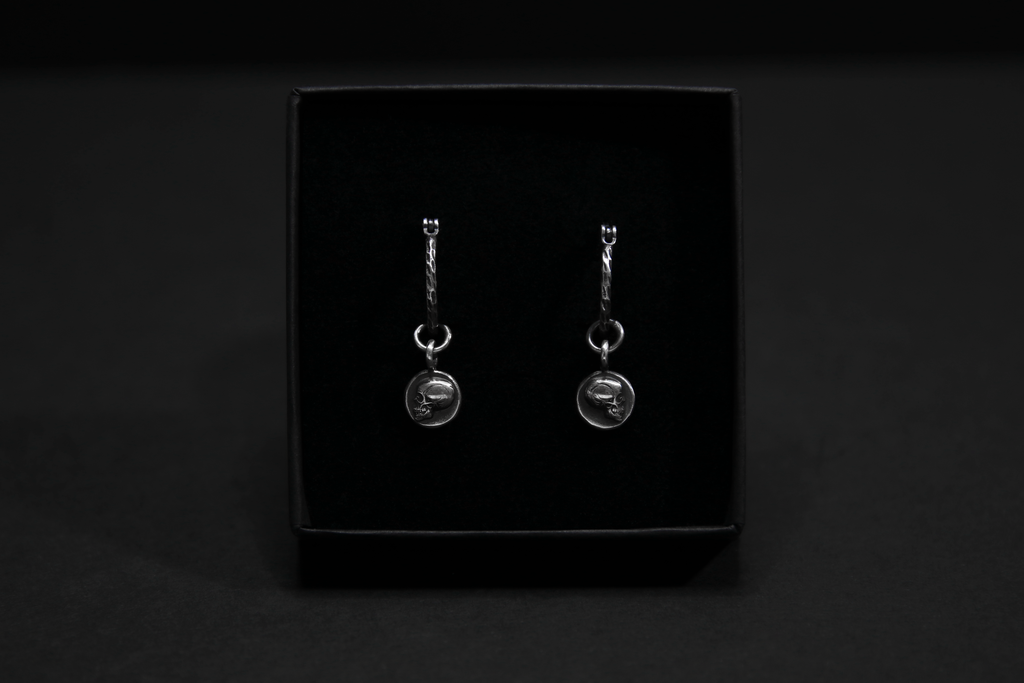 Sterling Silver Memento Mori Skull Hoop Earrings